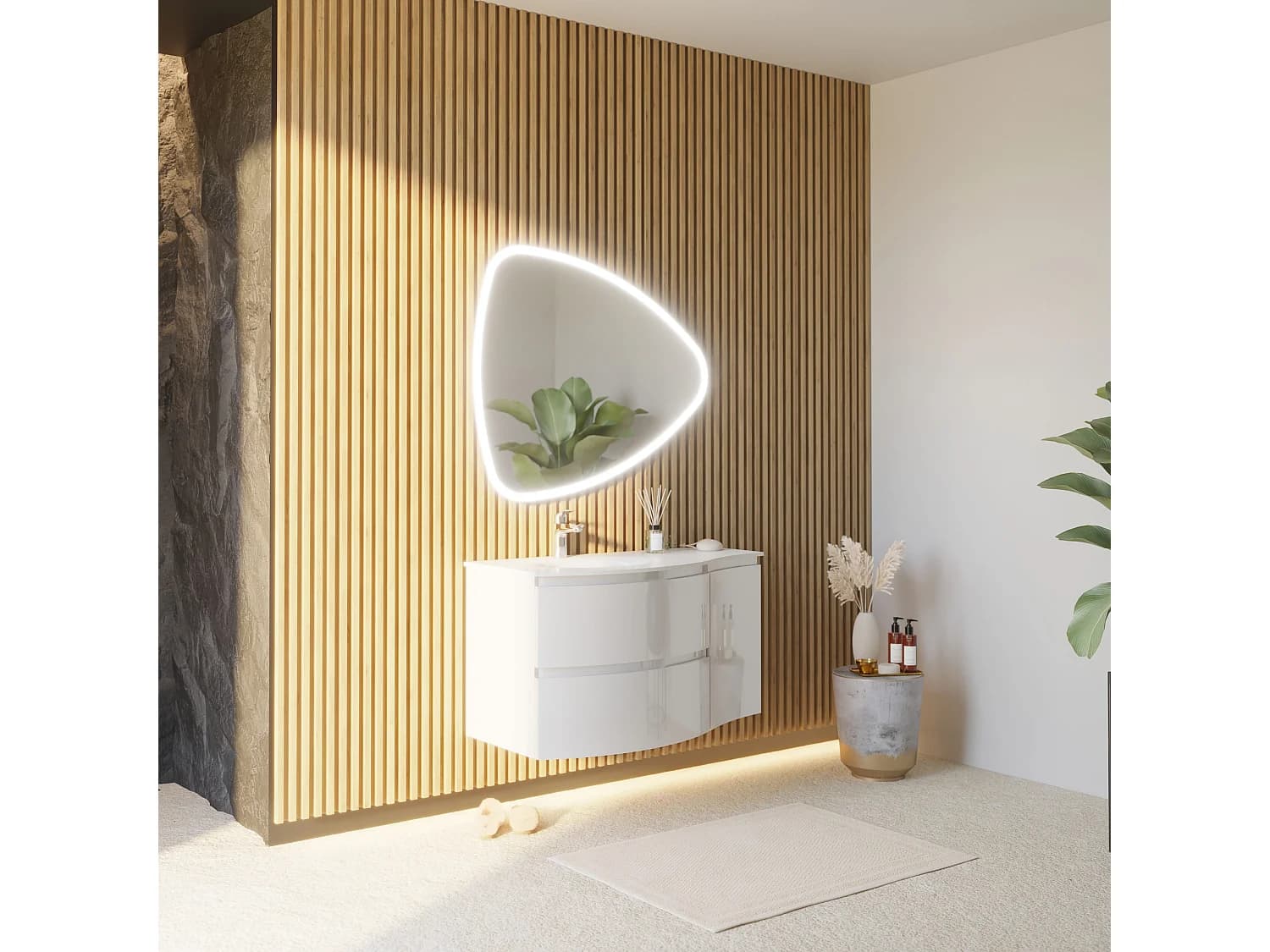 Meuble De Salle De Bains Mural Miroir À Rabattre 105 Cm Blanc Brillant | Los Angeles