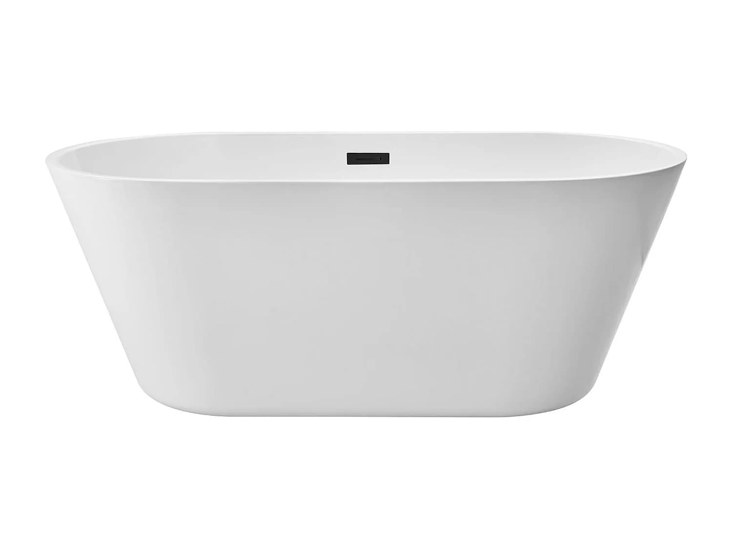 Baignoire Autoportante SucceBuy en Acrylique, Baignoire Îlot Moderne Blanche 150x75 cm, Grande Capacité 230 L, avec Trop-plein et Bonde Noir Mat, Salle de Bain
