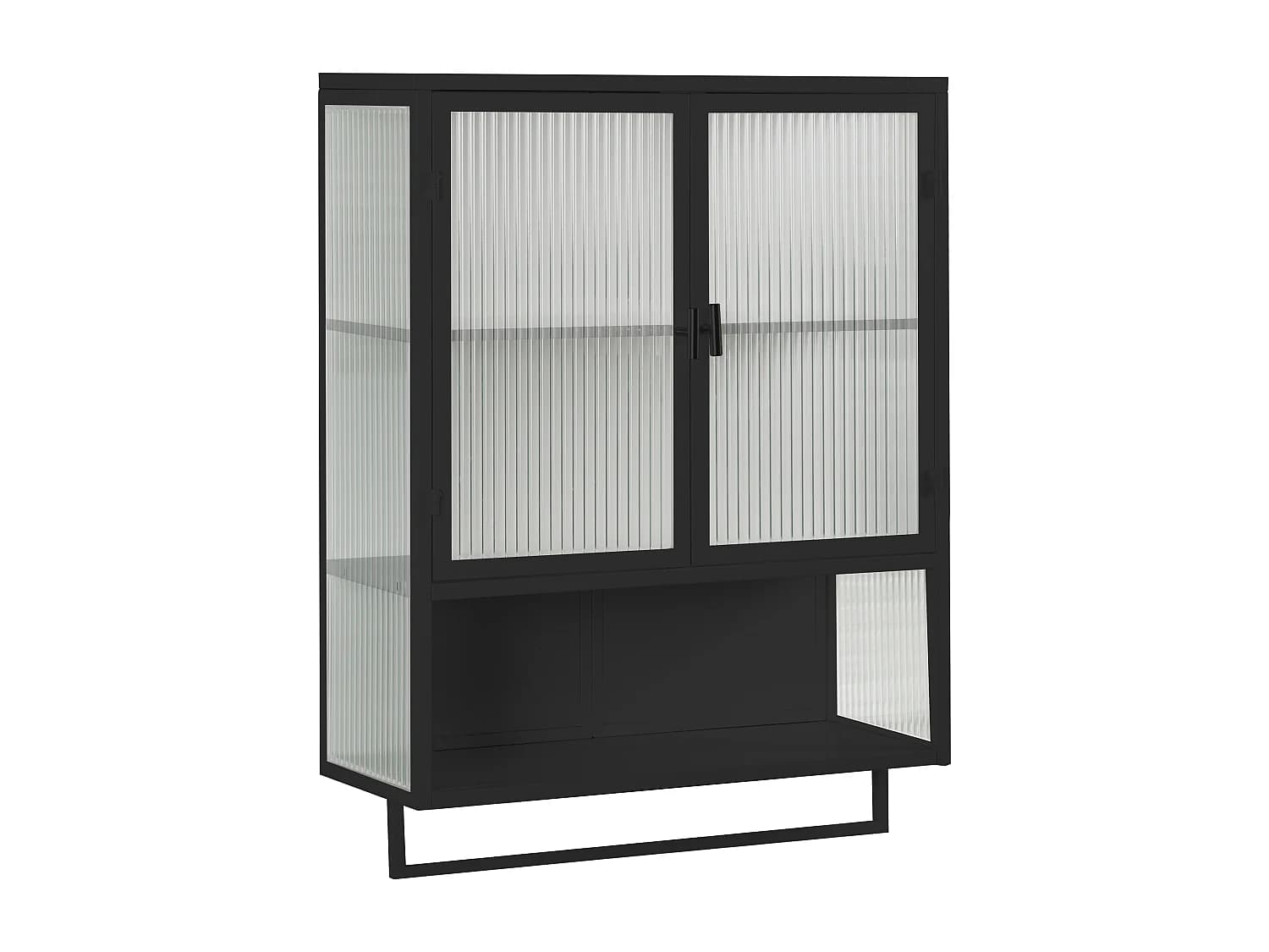 Armoire murale, style rétro, en verre, avec étagères amovibles, salles à manger, salons, Noir