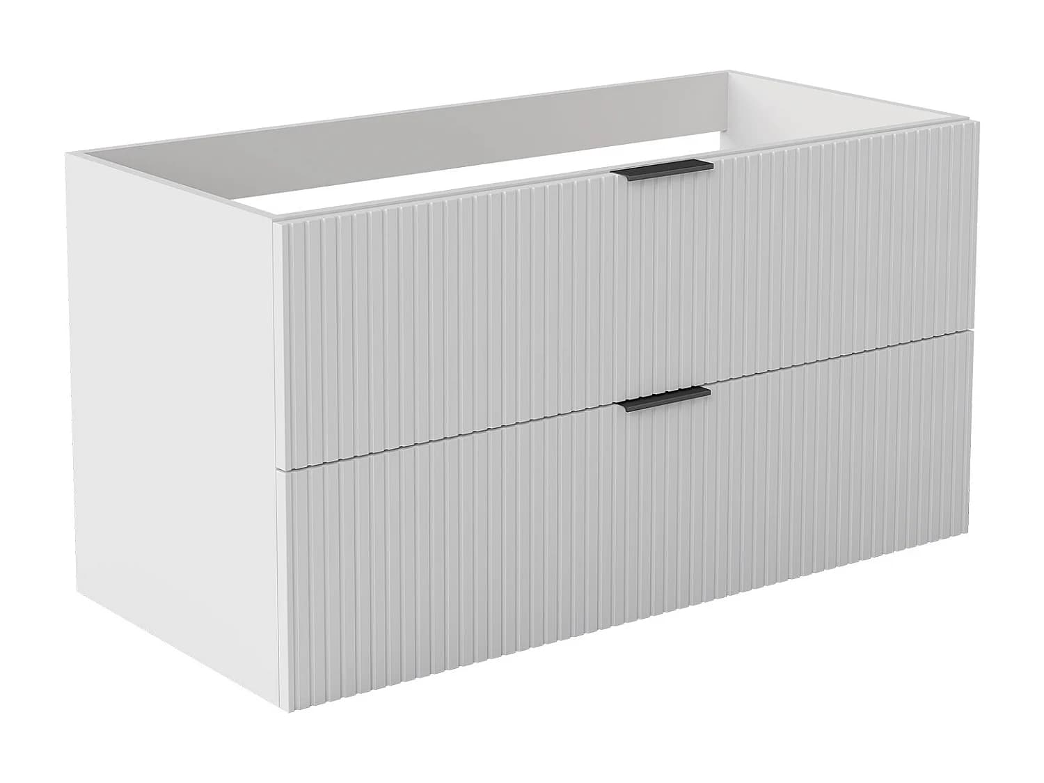 AICA Meuble de salle de bain suspendu 100 cm Blanc + 2 tiroirs, avec Poignées - sans compter vasque