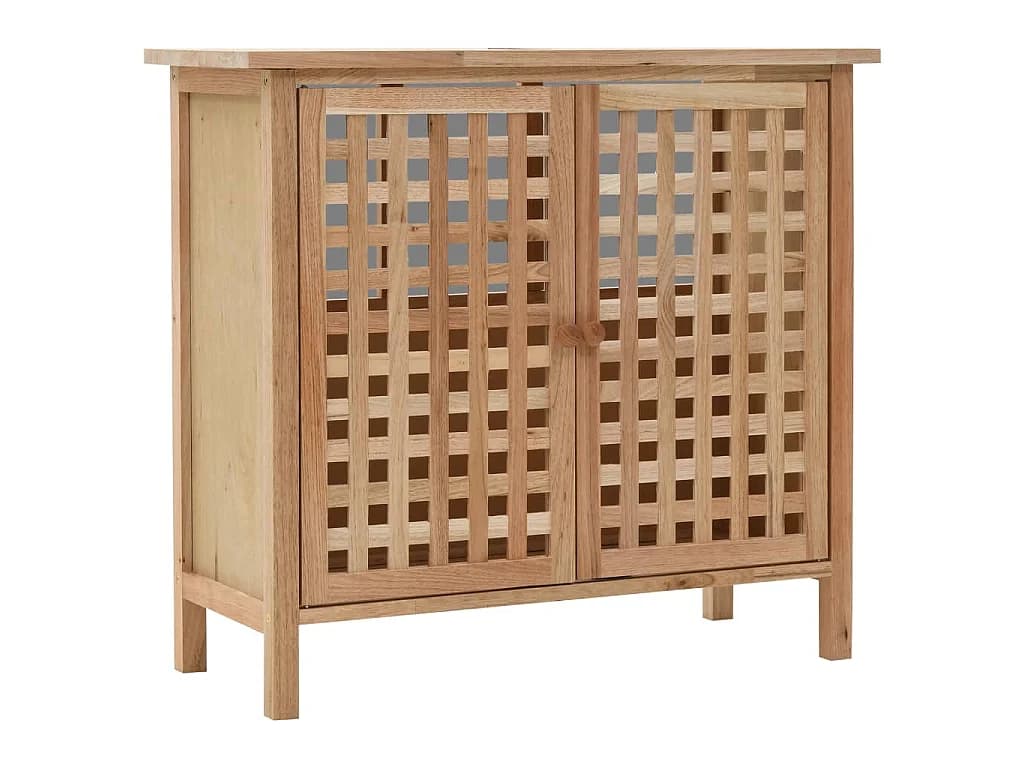 Armoire pour lavabo avec miroir Bois de noyer massif