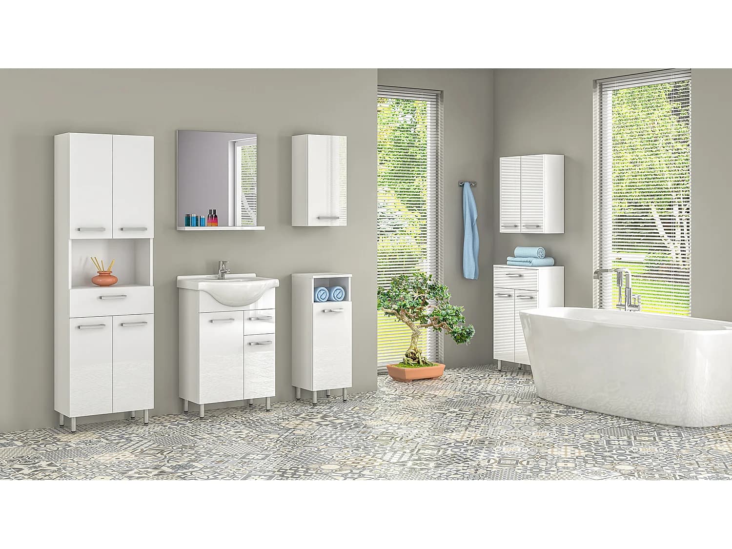 Armoire de salle de bain suspendue blanche 30 cm Lupo