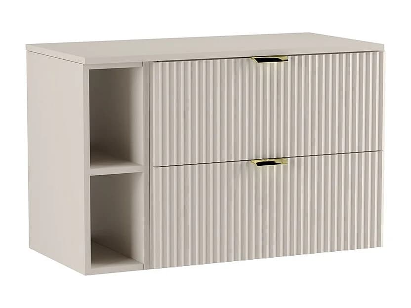 Ensemble de salle de bain en cachemire 80 cm Façades rainurées Étagère et plateau Cachemire