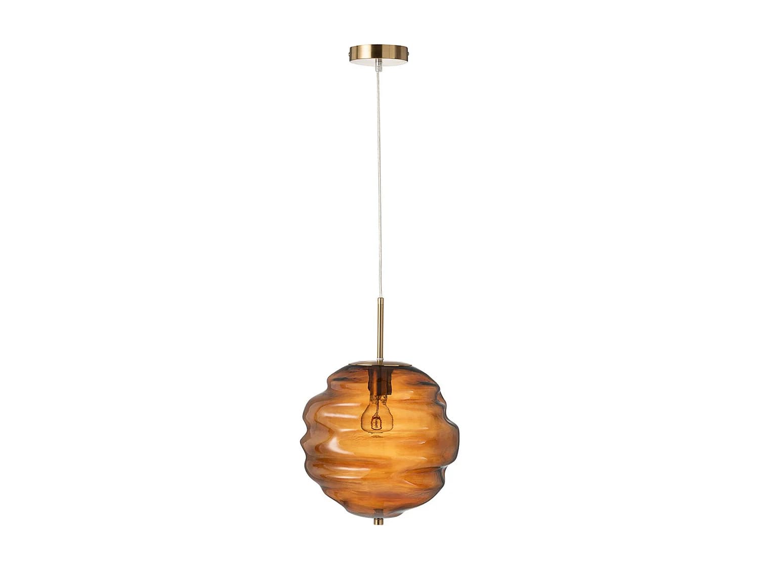 Lampe Suspension en Verre "Ruche" 34cm Marron