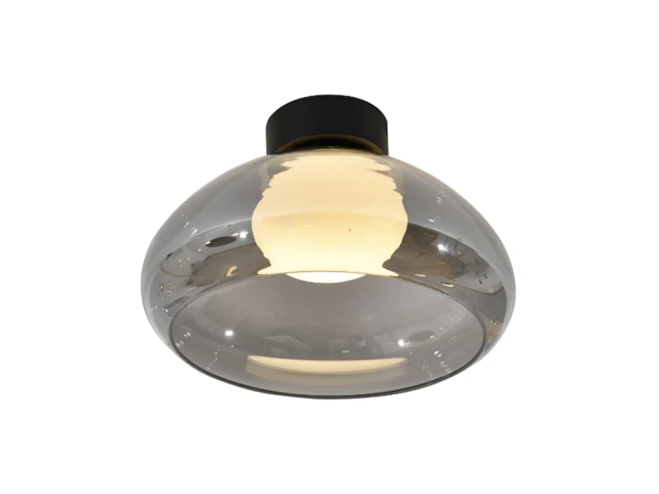 Éclairage LED rond ultra tendance avec abat-jour en verre fumé - Théoria