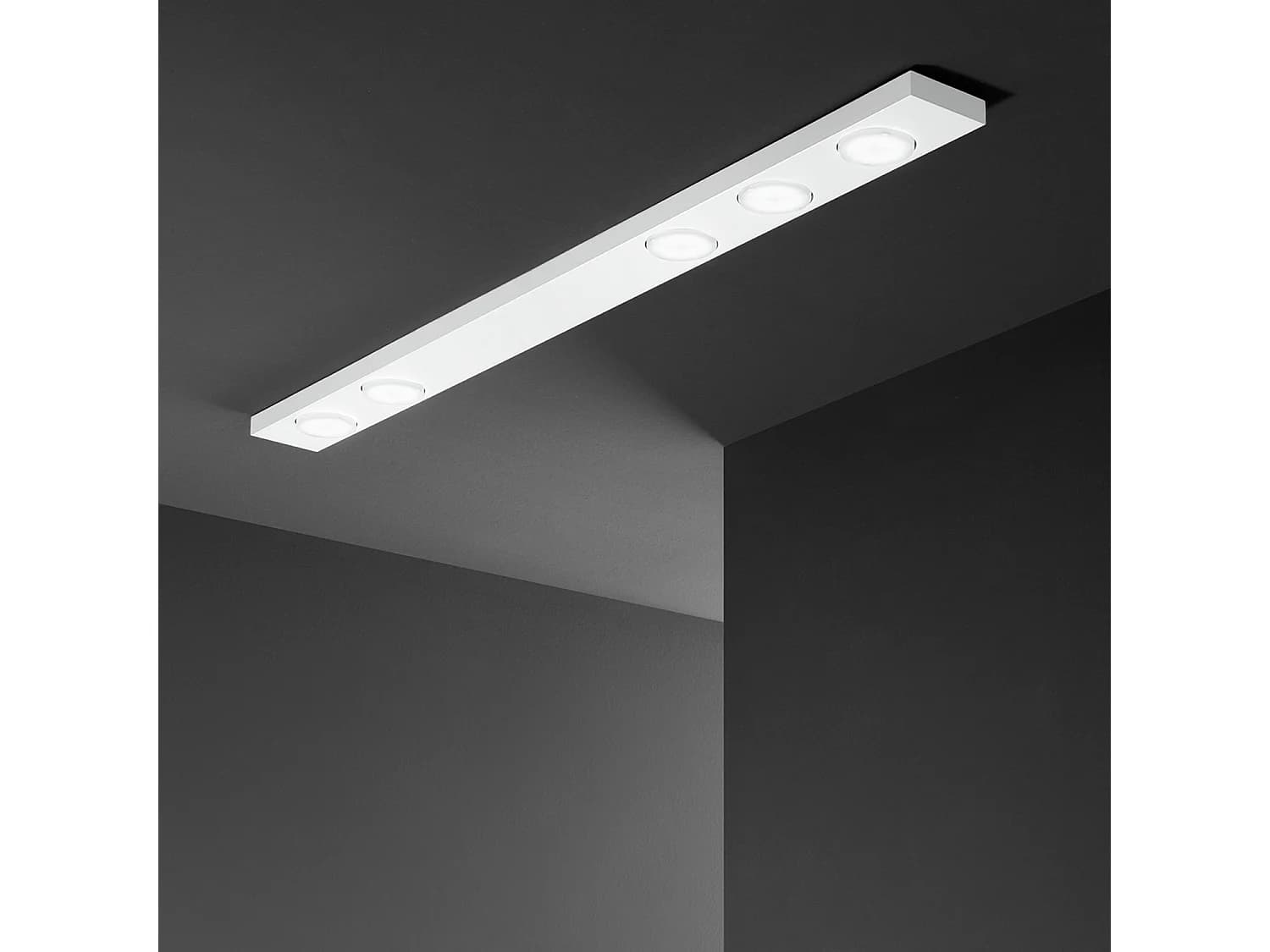 Button - Plafonnier Led 5Xgx53 Max 15W, Rectangulaire 120X10 Cm, Métal Peint, Ip20 - Perenz - Blanc