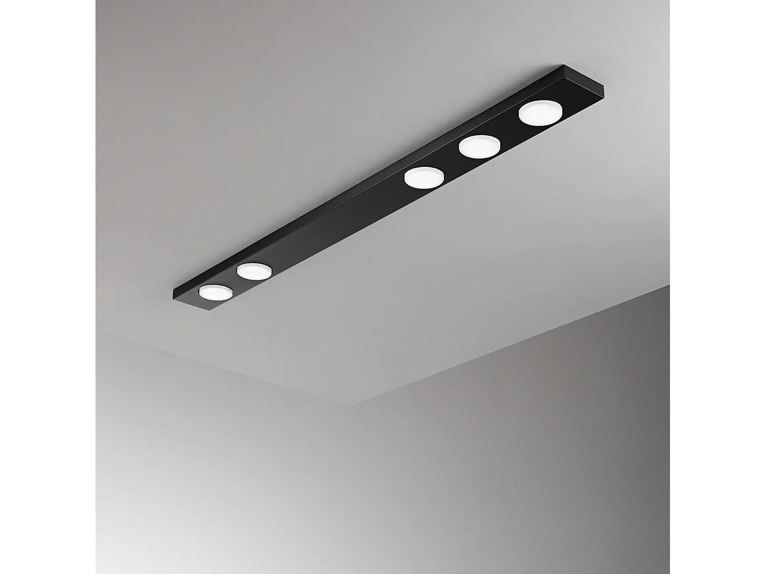 Button - Plafonnier Led 5Xgx53 Max 15W, Rectangulaire 120X10 Cm, Métal Peint, Ip20 - Perenz - Noir