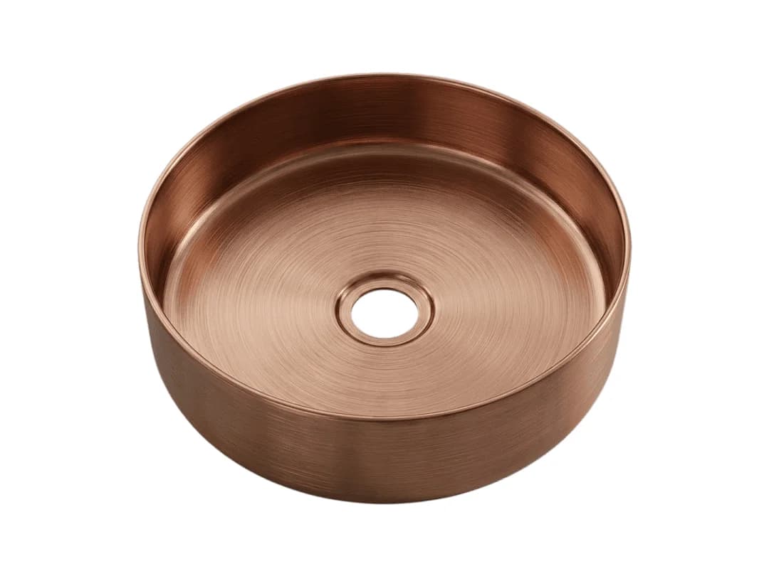 Essenox vasque à poser ronde 37.5cm en inox cuivre brossé - Essebagno