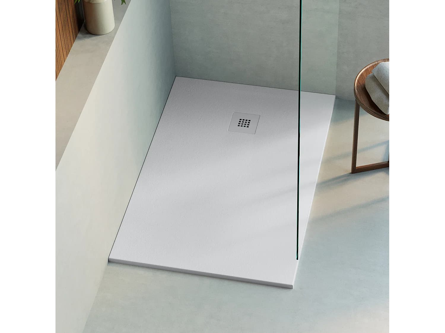 Receveur de douche 120x90 extra-plat Gris en résine minérale antidérapant effet ardoise - Thor LAVABERG