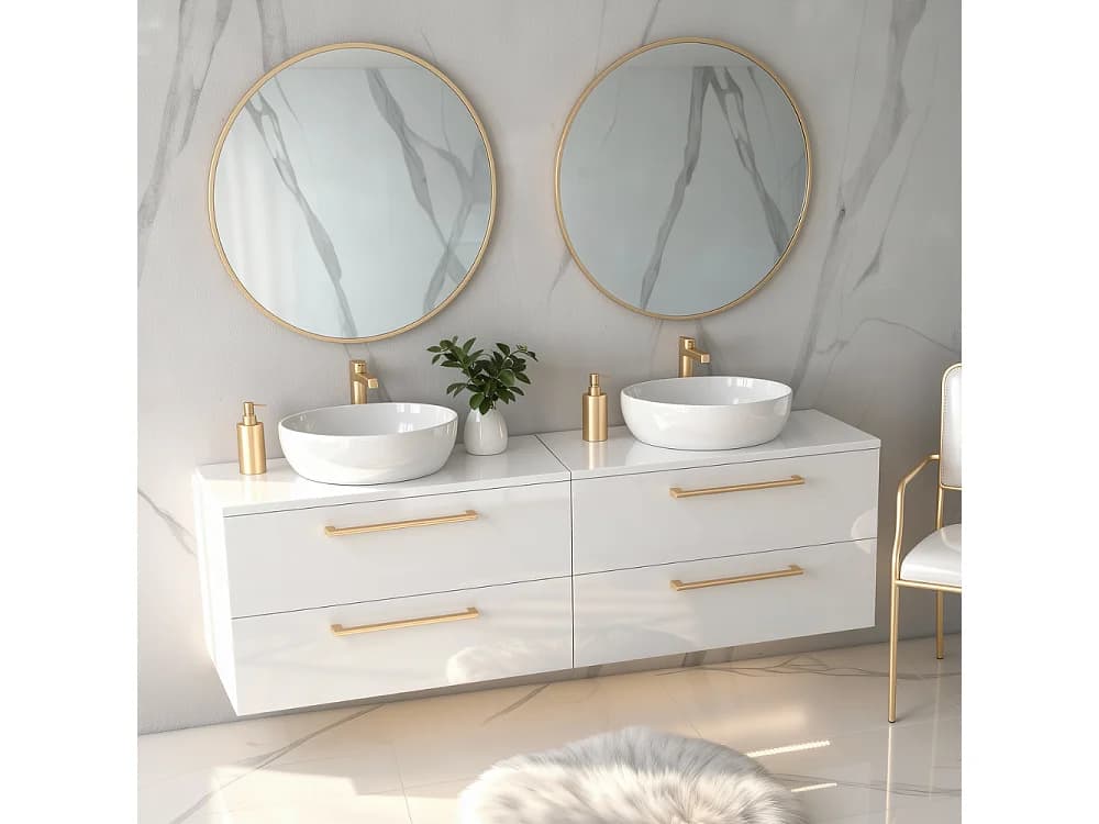 Meuble de salle de bain suspendu ONE 120 cm - 4 tiroirs - blanc brillant - ONE