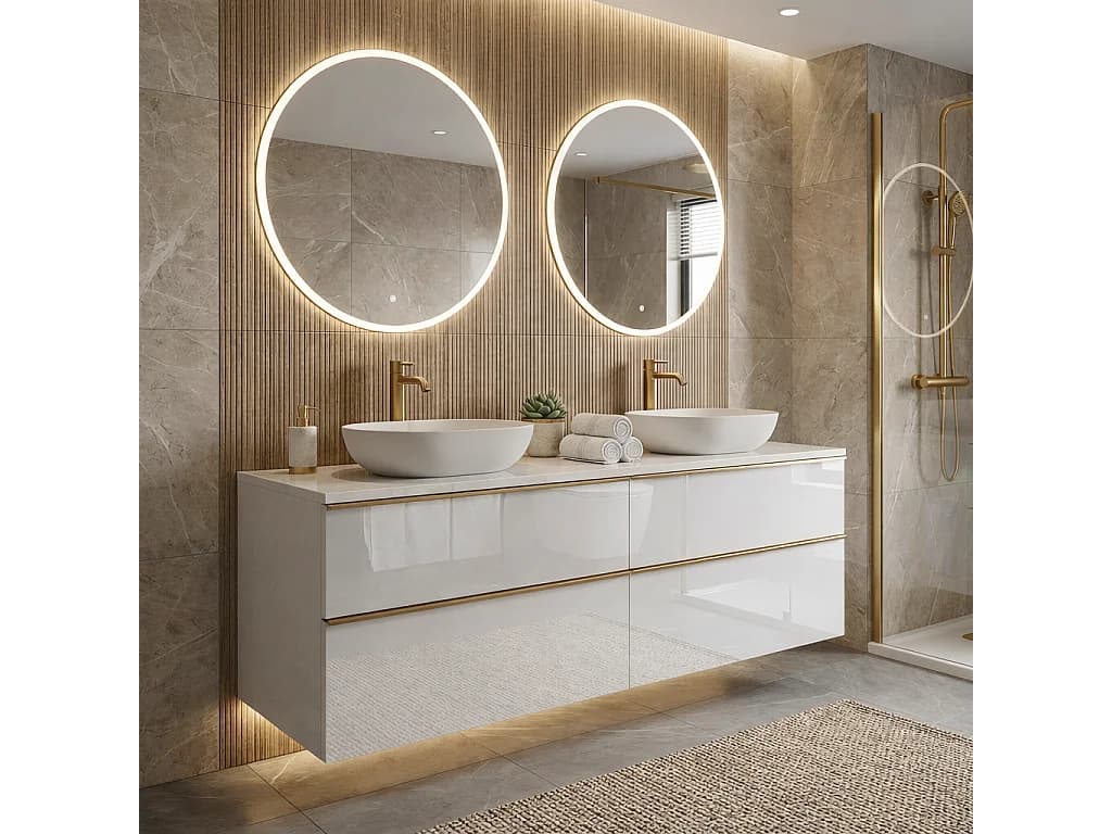 Meuble de salle de bain suspendu ONE 120 cm - 4 tiroirs - blanc brillant - ONE