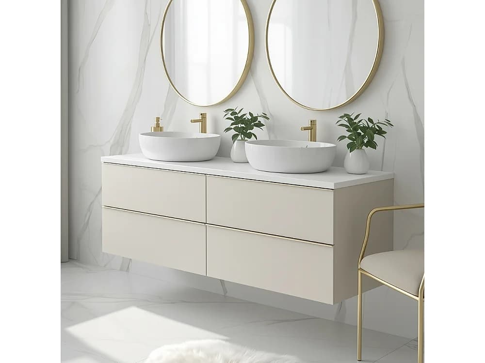 Meuble de salle de bain suspendu ONE 120 cm - 4 tiroirs - cachemire - ONE