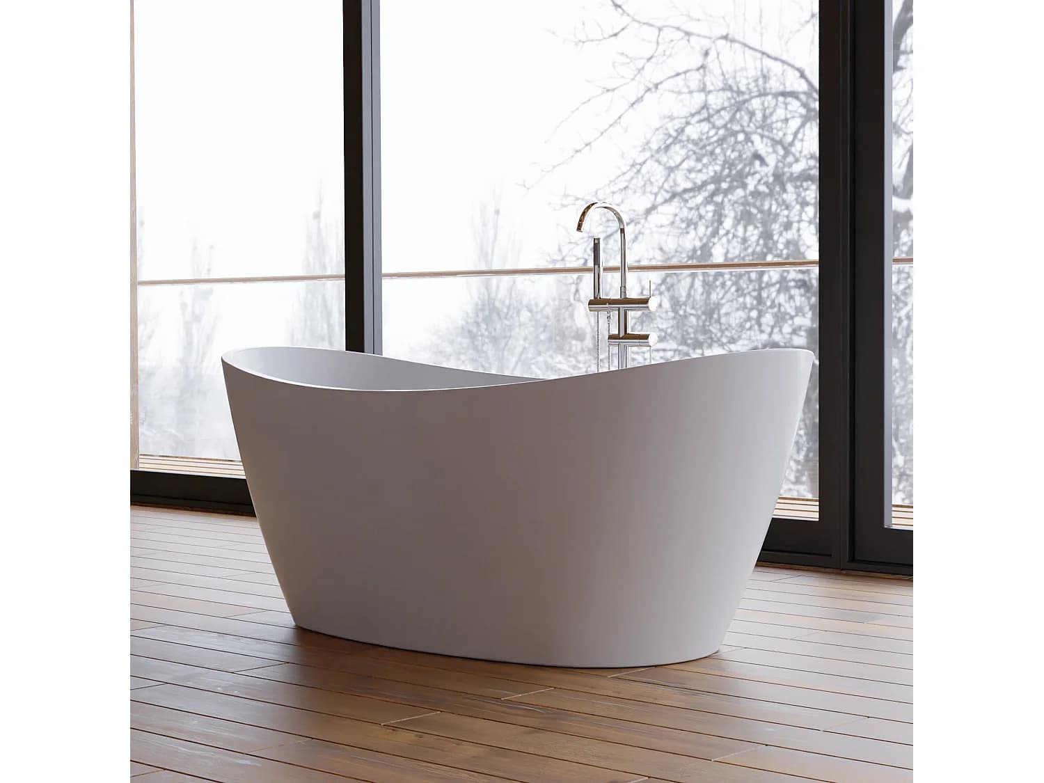 Baignoire îlot Ovale Neroon 2.0 160 Blanche 160 X75 X67 Cm, By Spalina