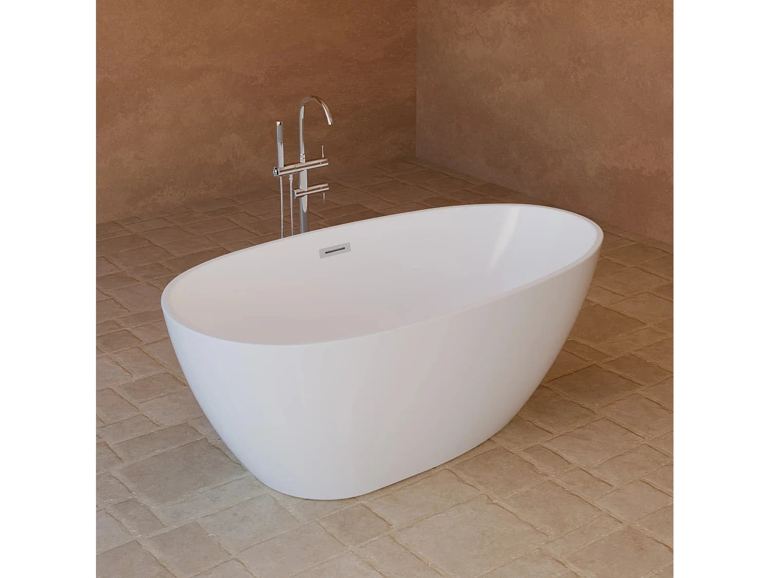 Baignoire îlot Ovale Kelly 150 Blanche 150 X80 X58 Cm, By Spalina