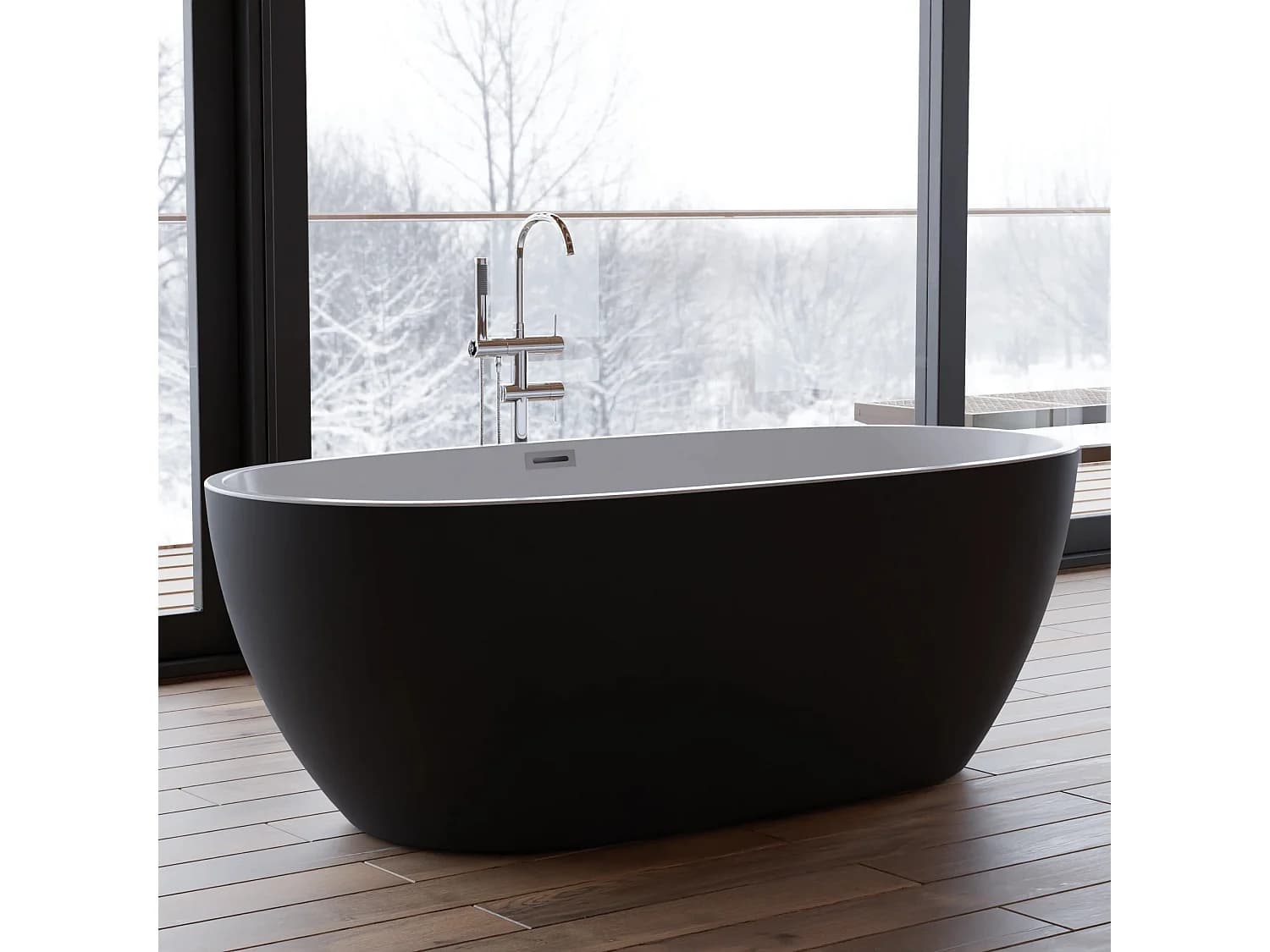 Baignoire îlot Ovale Samba 170 Noire 170 X81 X58 Cm, By Spalina
