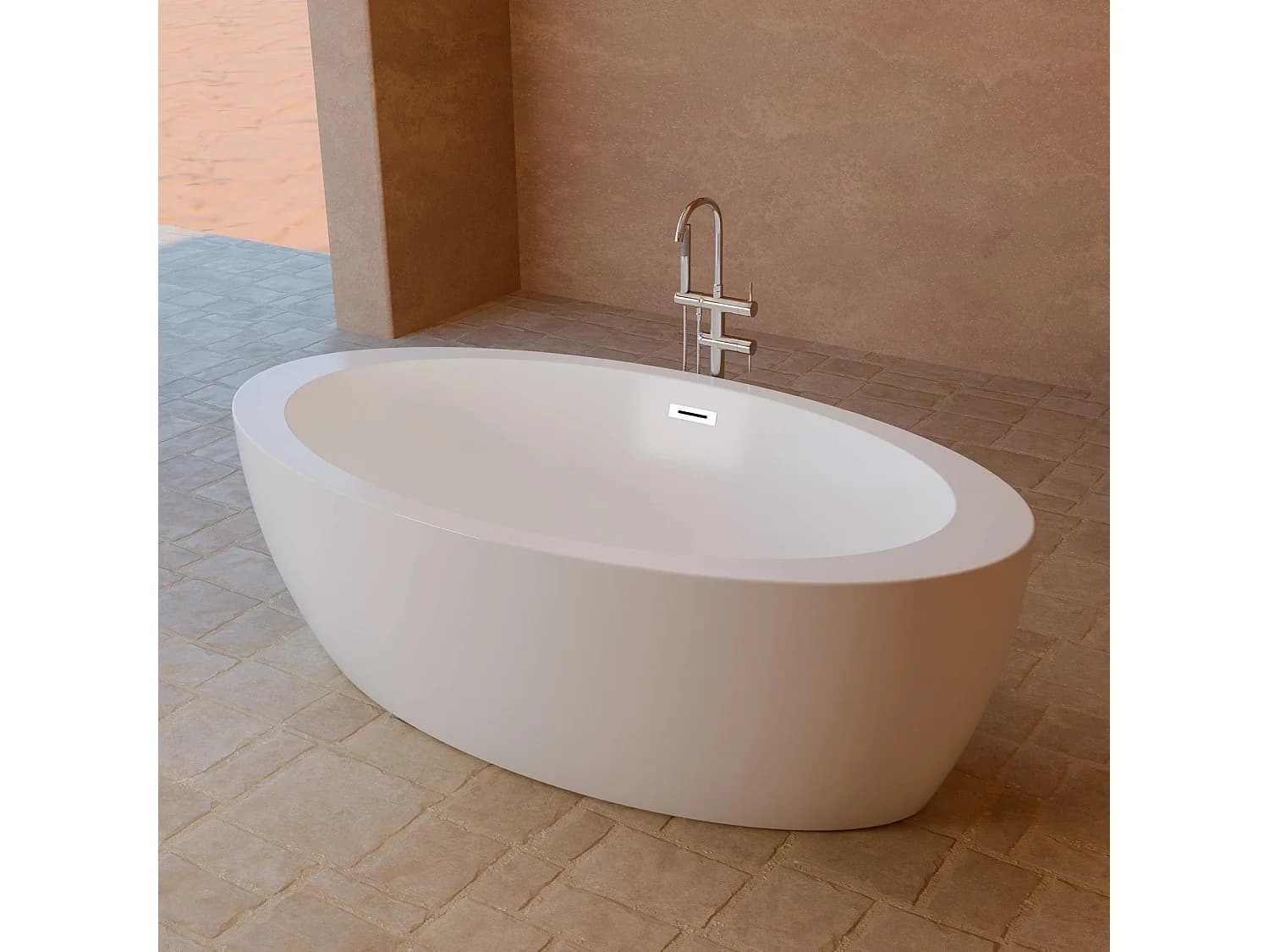 Baignoire îlot Ovale Pearl 180 Blanche 180 X95 X58 Cm, By Spalina