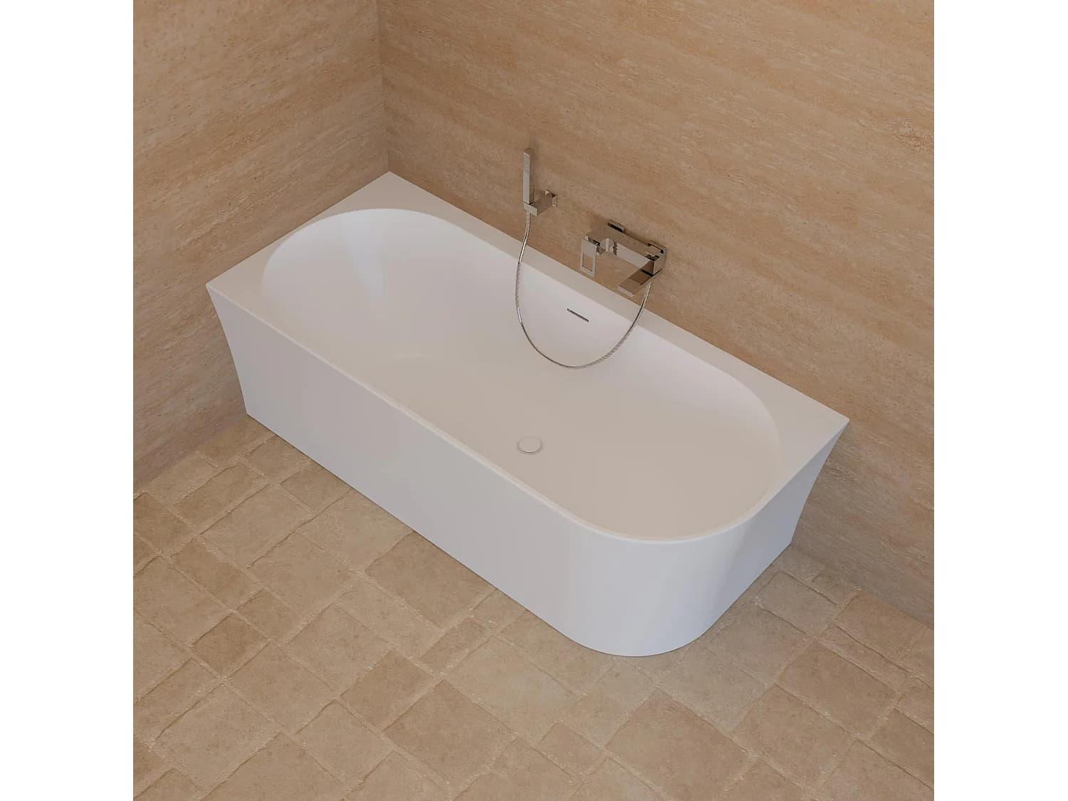 Baignoire Semi-îlot Murale D'angle Cosmic 170 Gauche Blanche 170 X76 X58 Cm, By Spalina