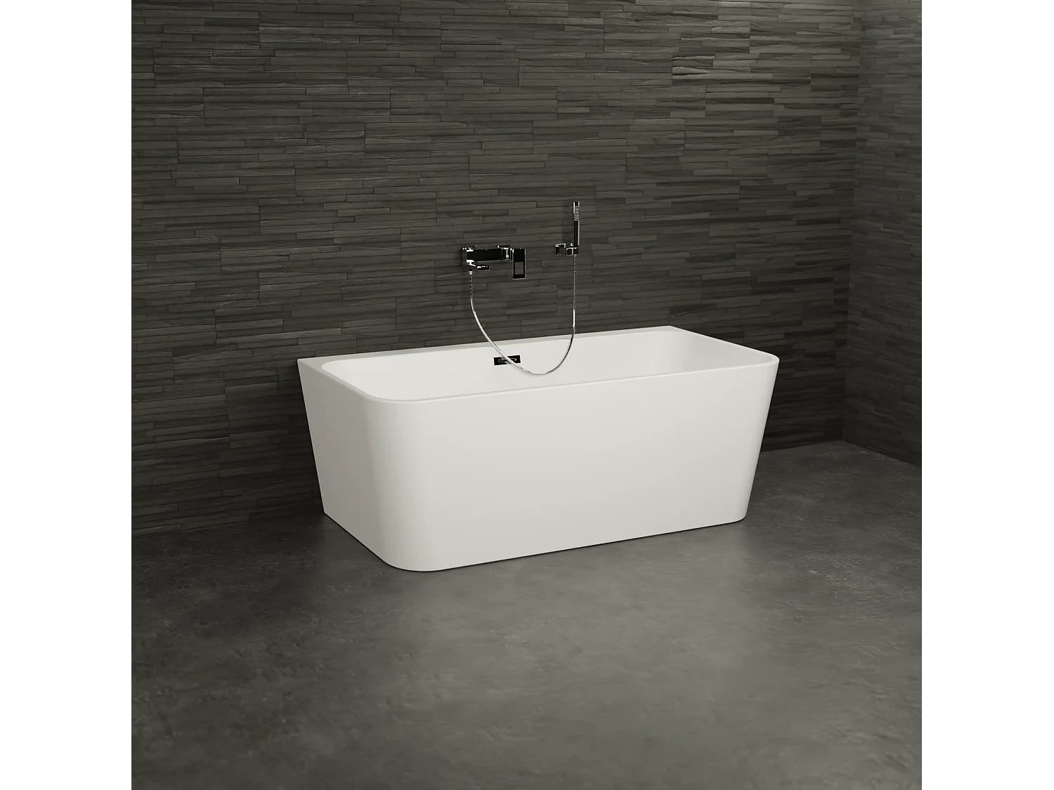 Baignoire Semi-îlot Murale Mint 150 Blanche 150 X75 X57 Cm, By Spalina