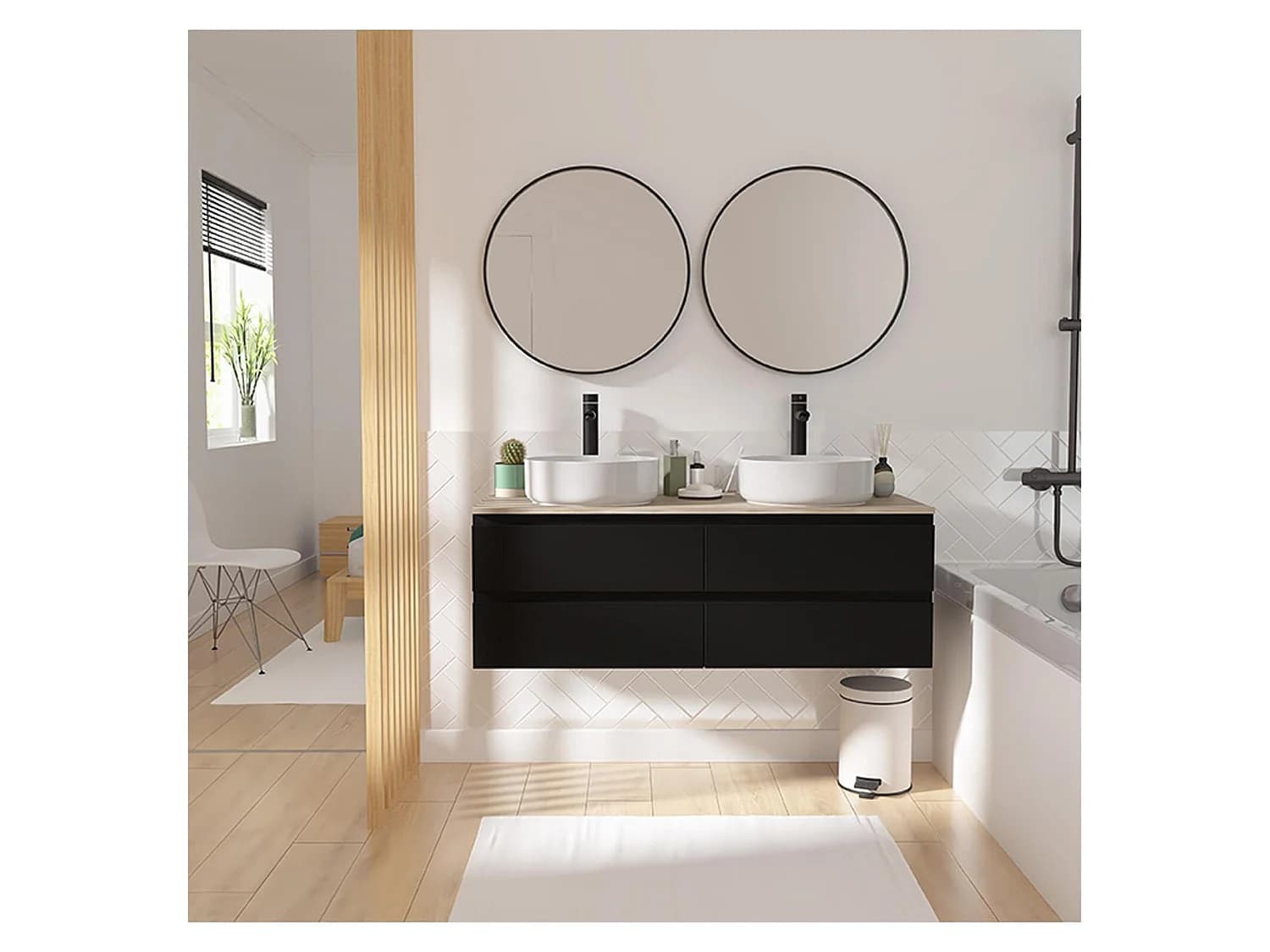 Ensemble meuble double vasque SORRENTO 120cm + robinet + miroir