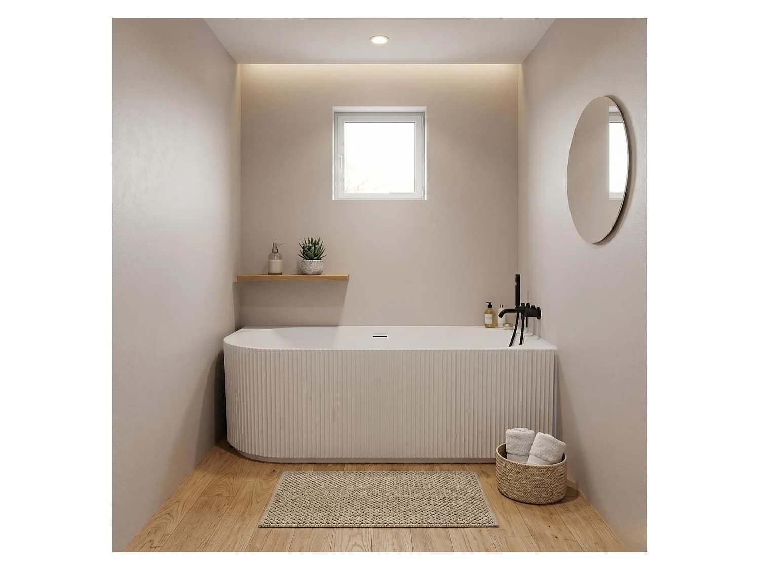 Baignoire STRIA 150cm Semi-Îlot Droit - Striée Acrylique Lucite®