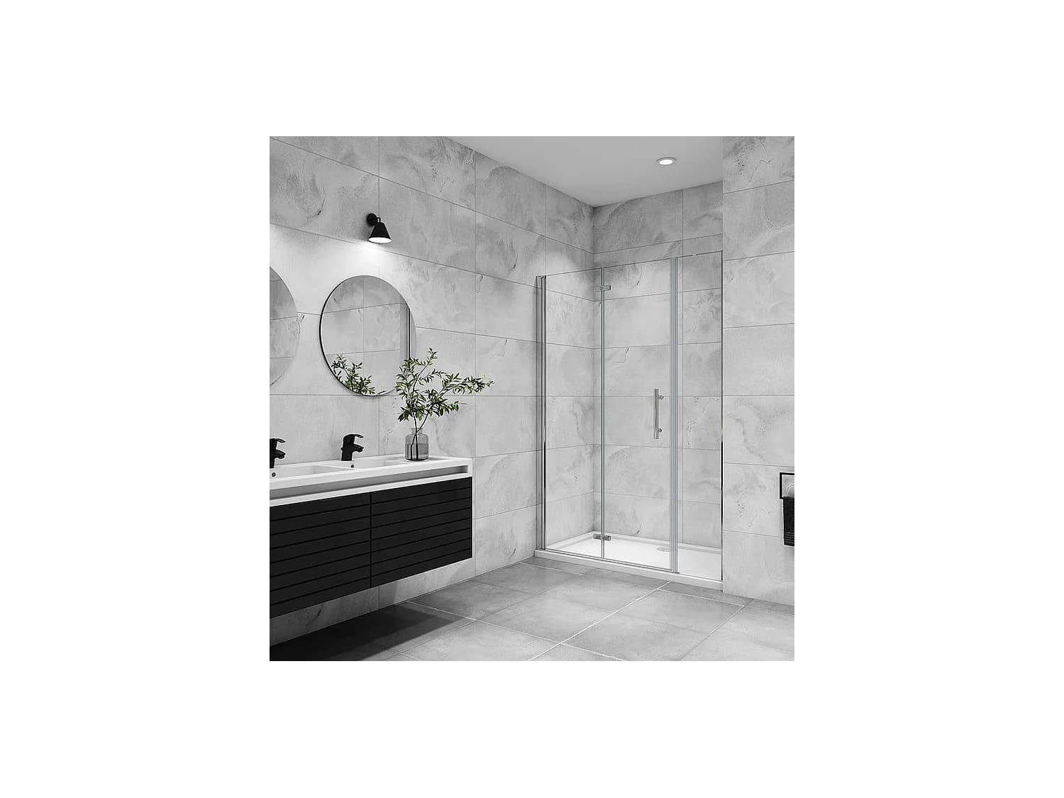 Porte de douche pivotante 120x185cm porte de douche pliante avec un élément fixe en 6mm verre anticalcaire