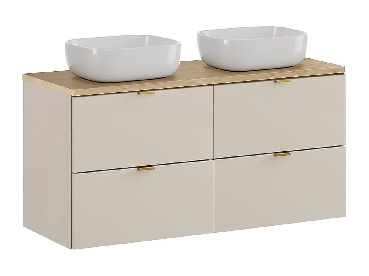 Meuble double vasque 120cm Azel Cachemire et Bois