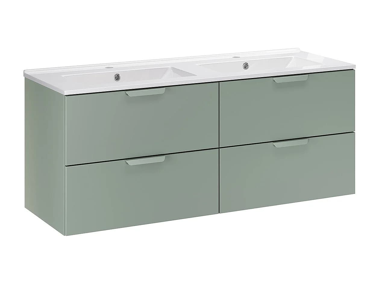 Meuble double vasque encastrée 120cm Oria Vert mat