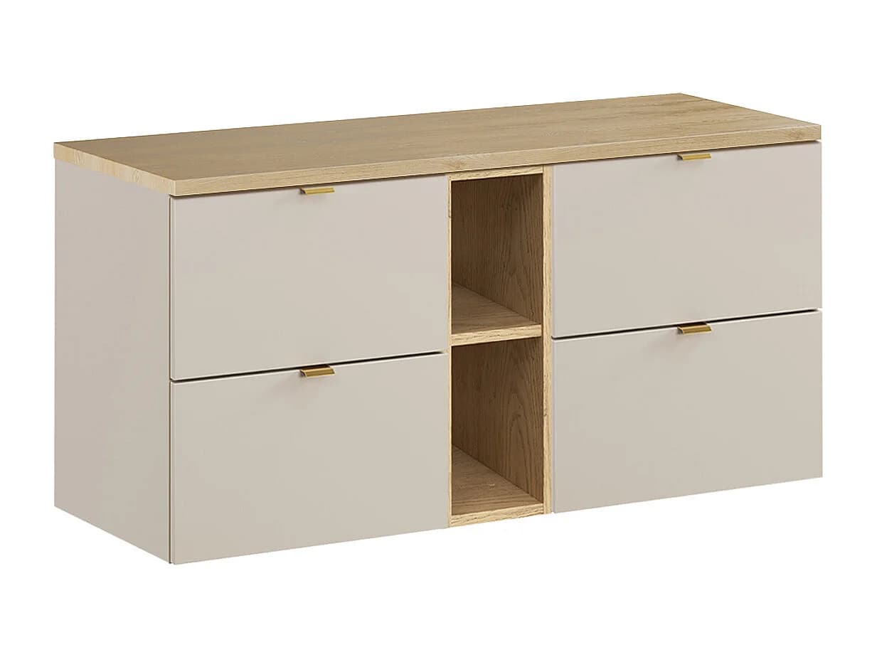 Meuble sous-vasque 120cm 2 niches Azel Cachemire et Bois