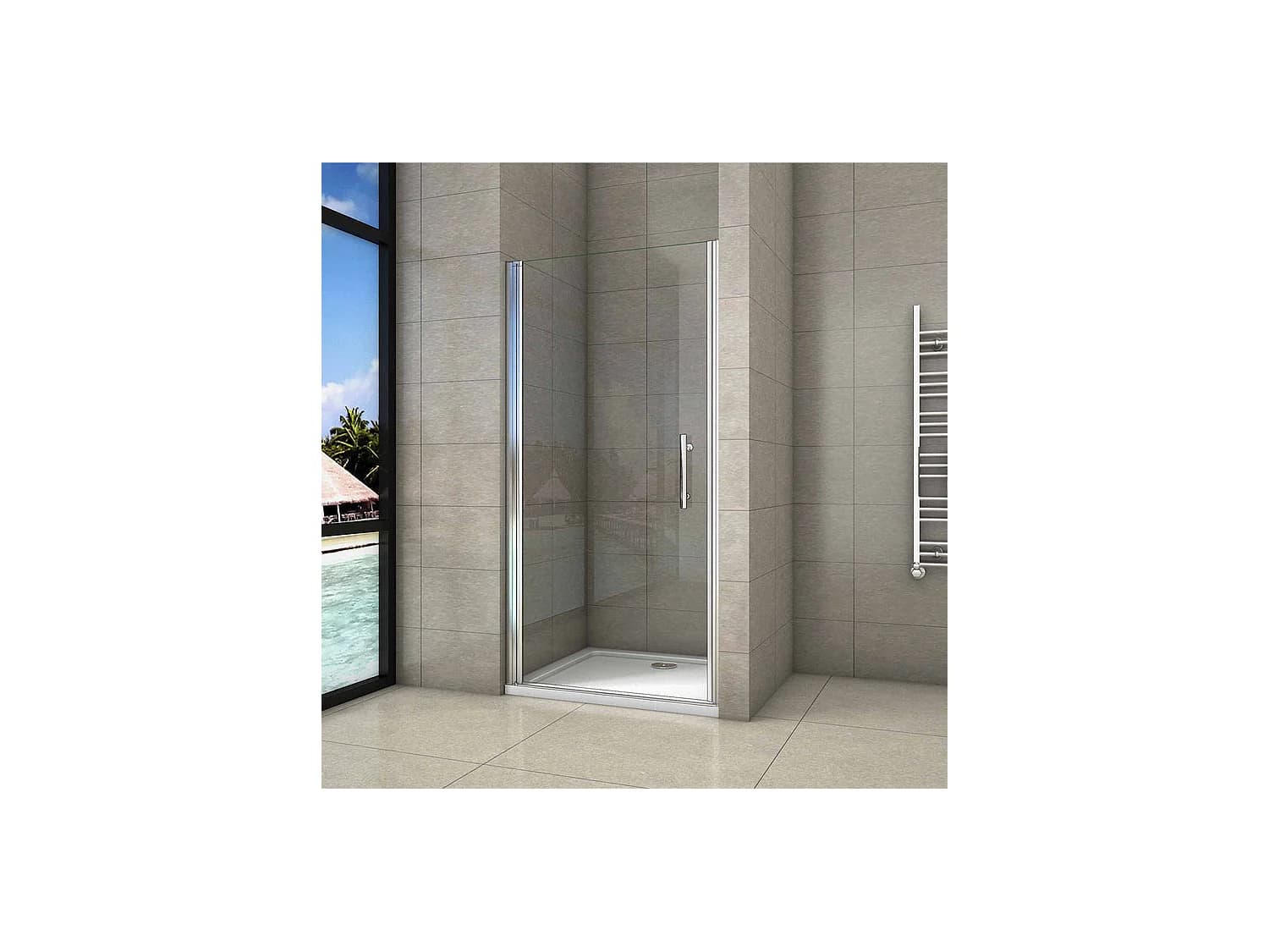 Porte de douche 80x180cm porte de douche pivotante en niche 5mm verre anticalcaire porte de douche hauteur 180 cm
