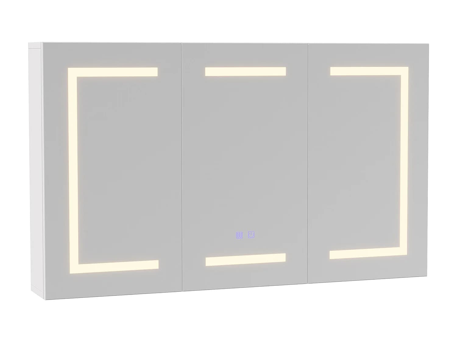 Armoire de salle de bain moderne à miroir, 100 cm, avec éclairage LED, avec capteur tactile, étagères réglables, Blanc