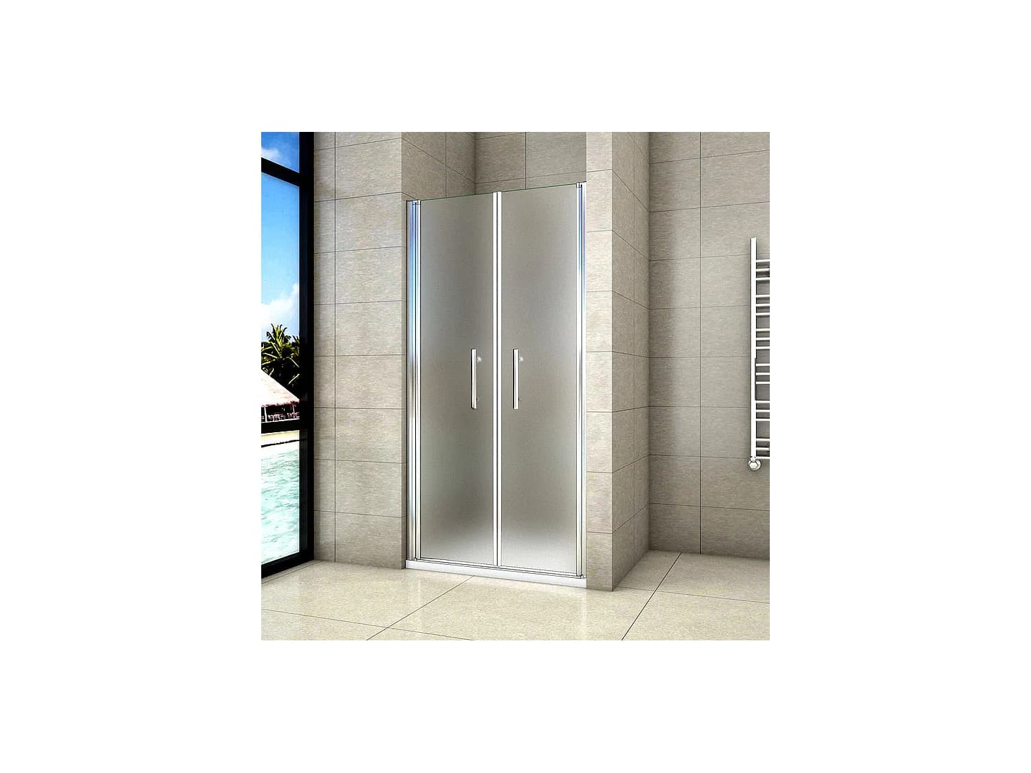 Porte de douche battante 110x185cm porte de douche en verre satiné avec anti-déflagrant et anticalcaire