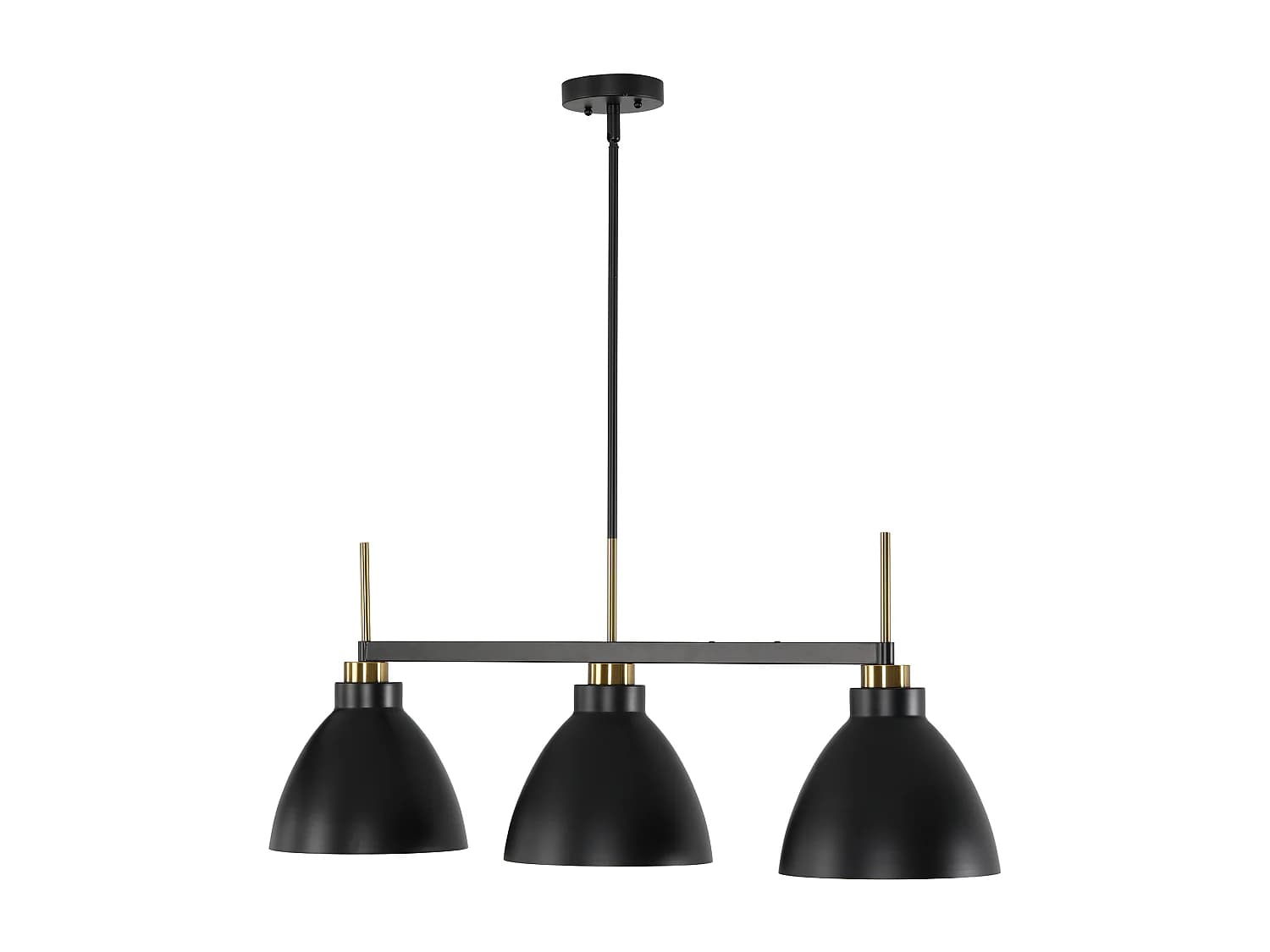 Luminaire linéaire moderne à 3 lumières pour îlot de cuisine, suspension industrielle avec tiges réglables (culot E27, ampoules non fournies)
