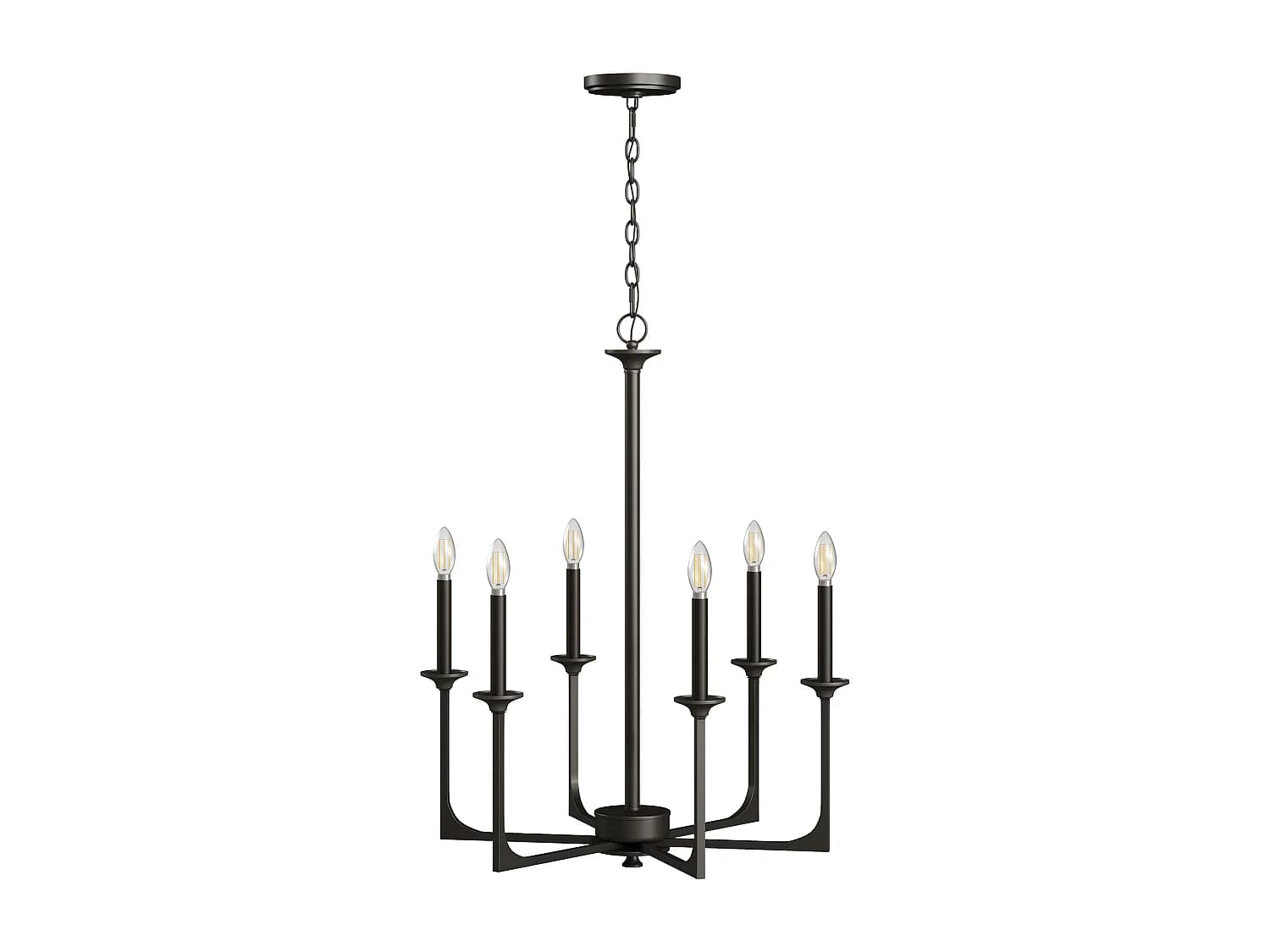 Lustre noir moderne, lustres de style fermier en fer à 6 lumières pour salle à manger (culot E14, ampoules non fournies)