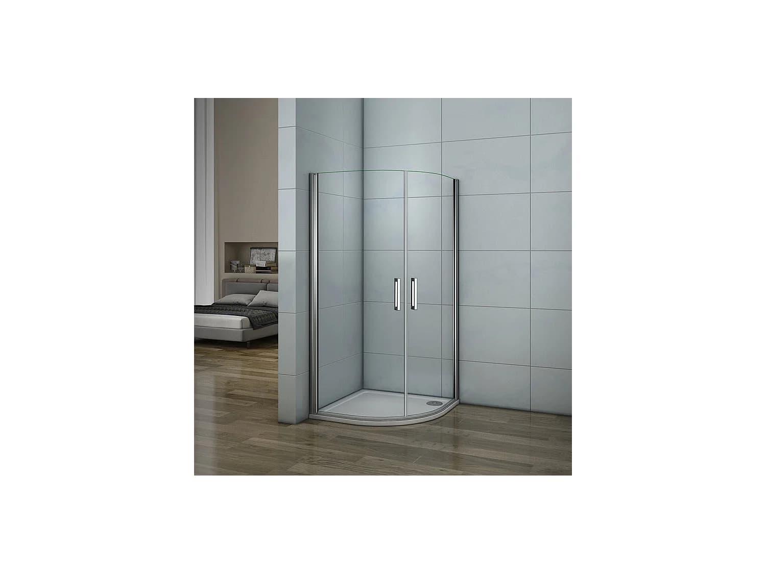 Cabine de douche battante 80x80x195cm 1/4 rond, porte de douche pivotante à 180°en verre 6mm securit anticalcaire