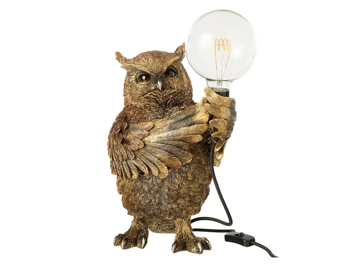 Lampe à Poser en Résine "Hibou" 37cm Marron