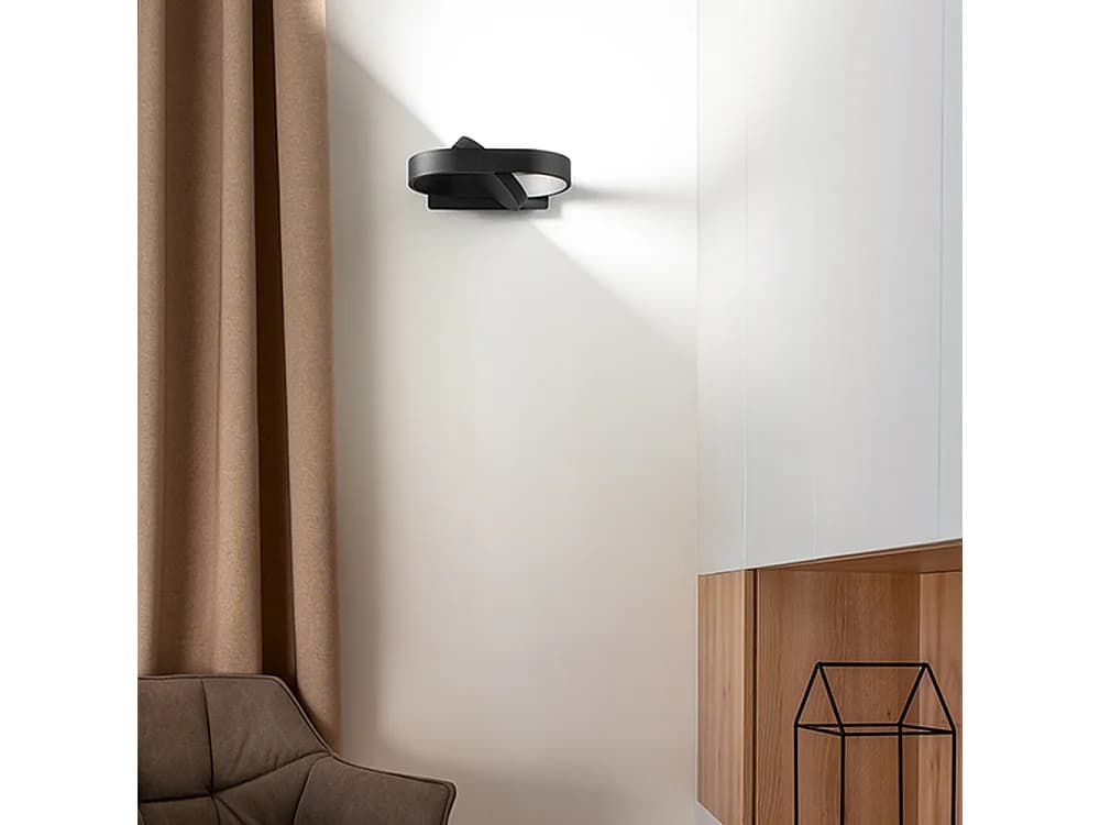 Applique Murale En Métal Noir, Lampe Led 6W Orientable Avec Technologie Cct Sélectionnable 3000K-4000K-6000K, Au Design Moderne Par Perenz - Chic