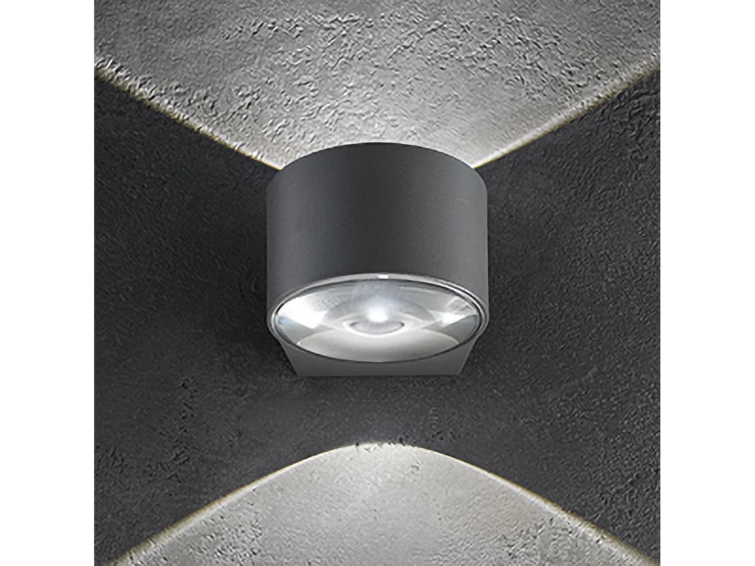 Lens Applique Murale À Led Bi-Émission En Aluminium Moulé Sous Pression Gris Foncé 12W Ip65 Pour Éclairage Extérieur Et Intérieur 7.6X10.5X12 Cm