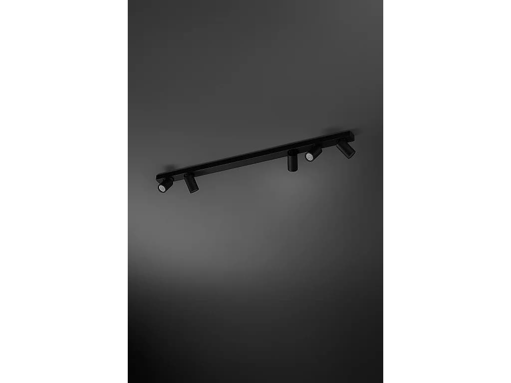 Projecteur 5 Lumières Série 10S48177 En Aluminium Thermolaqué, Noir Mat, Orientable, Douille 5Xgu10 Max 50W, 120 Cm - Perenz, Design Moderne.