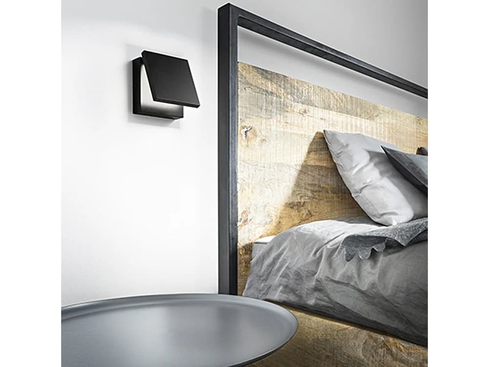Applique Led Secret 10W 700Lm 3000K En Métal Noir, Diffuseur Orientable, Design Moderne Pour Intérieur, Dimensions 12X12X4.5/13 Cm - Perenz