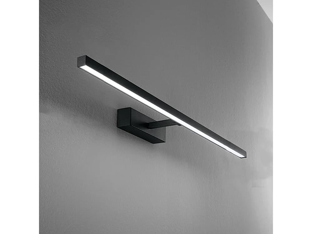 Applique Led 24W Série 8044 Métal Noir L.102Cm Avec Diffuseur Orientable 300° Et Technologie Cct 3000K/4000K/6000K Pour Intérieur - Par Perenz