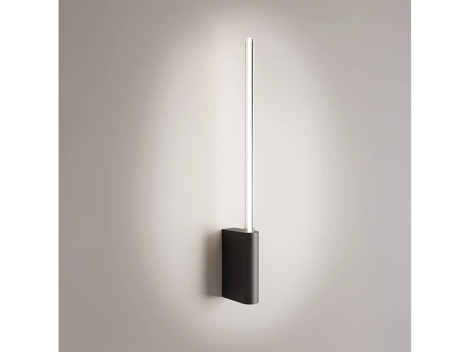 Brilliant Applique Led 1 Lumière En Aluminium Peint En Noir, Design Cylindrique, Technologie Graduable Triac, Hauteur 50,7 Cm, Ip20
