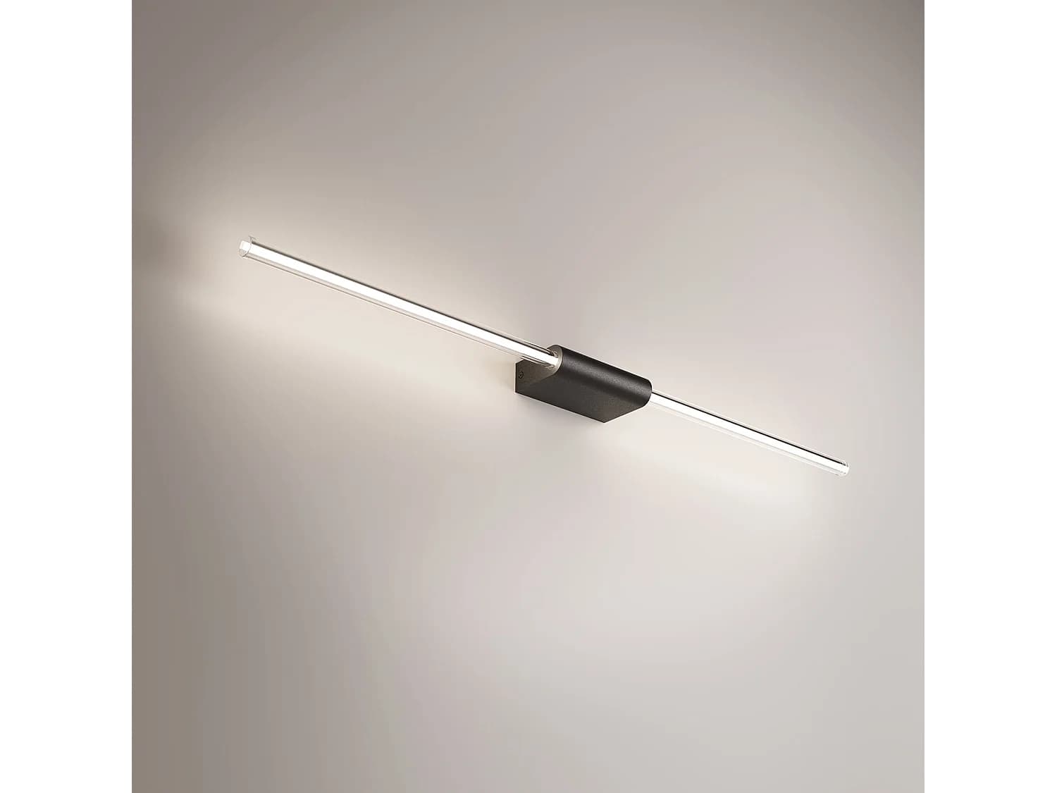 Brilliant Applique Ou Plafonnier À Led, Design Linéaire En Aluminium Peint En Noir, Diffuseur Cylindrique 360°, Dimmable 9W, 87,2 Cm