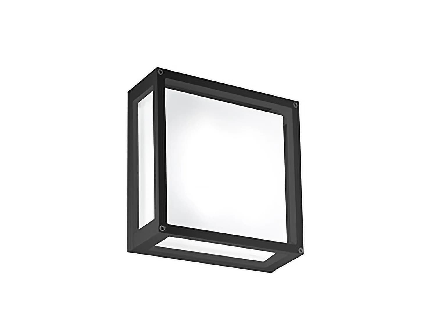 Home Applique Ou Plafonnier 25X25 Cm En Aluminium Gris Foncé Avec Diffuseur En Verre Satiné Ip54 Culot E27 Pour Environnements Intérieur/Extérieur