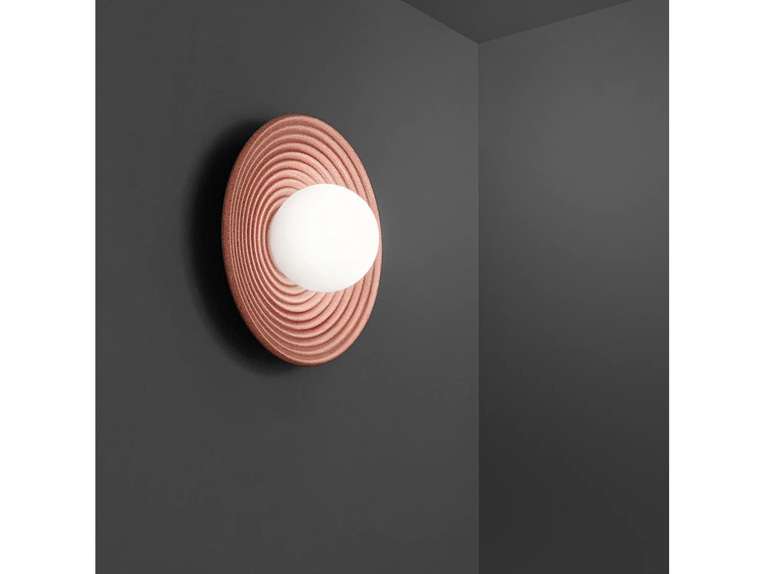 Applique En Métal Et Ciment Terre Cuite - Lampe Murale Avec Diffuseur En Verre Soufflé - Collection 10S48416 E - Diamètre 28,5 Cm - Parenz