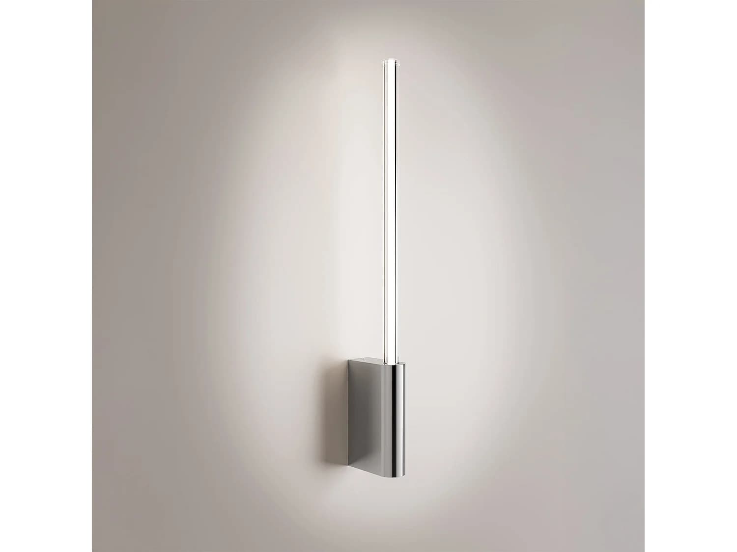 Brilliant Applique Led 1 Lumière En Chrome Poli, Design Minimaliste, Diffuseur Cylindrique En Polycarbonate, Hauteur 50,7 Cm, Ip20