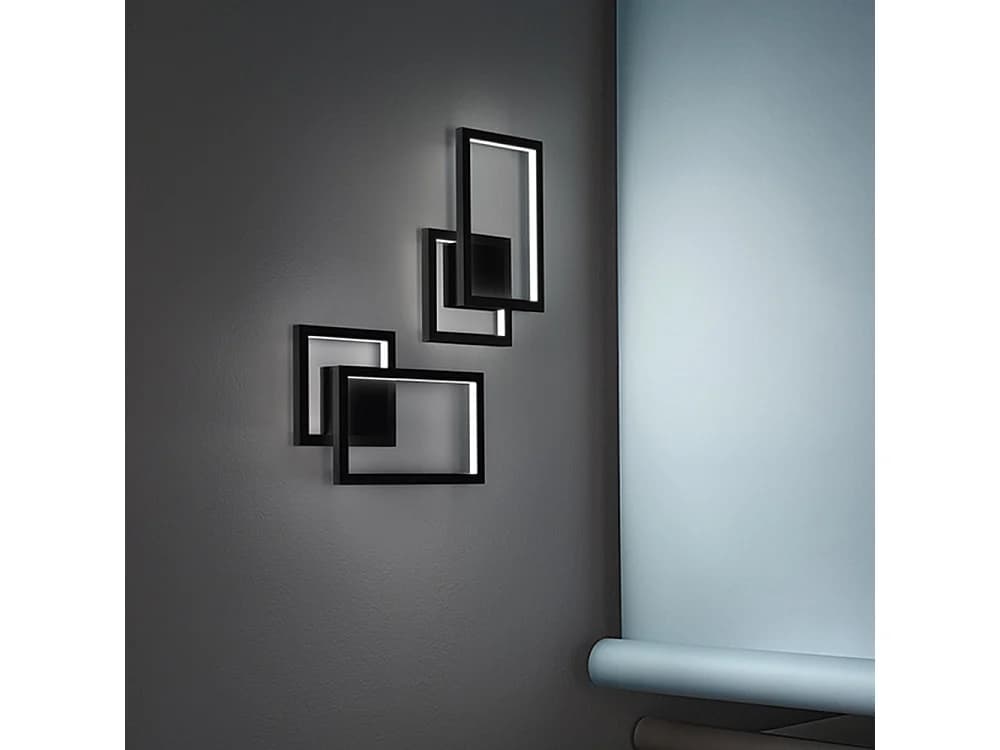 Applique Led 20W En Aluminium Noir Mat, Design Moderne Avec Cct Sélectable 3000K/4000K/6000K, Structure En Métal Et Acrylique - Perenz Luce