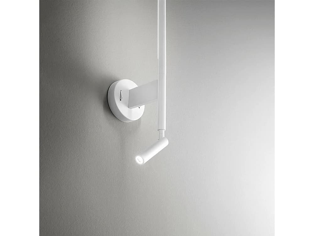 Applique Murale En Métal Blanc Avec Spot Et Diffuseur Orientables Led 9W Intégrés, Au Design Moderne Et Élégant H.55 Cm - Marque Perenz