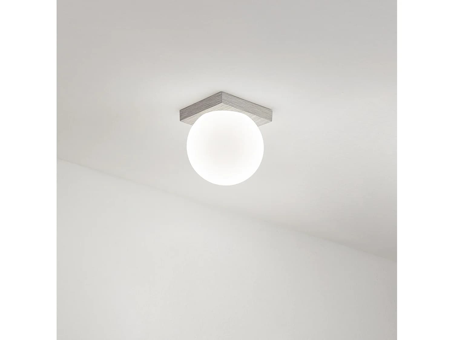 Plafonnier Led Moderne 8W 3000K En Métal Gris Titane Et Verre Soufflé - Design Élégant Pour Intérieur Ip40 - Luminaire De Qualité Par Perenz