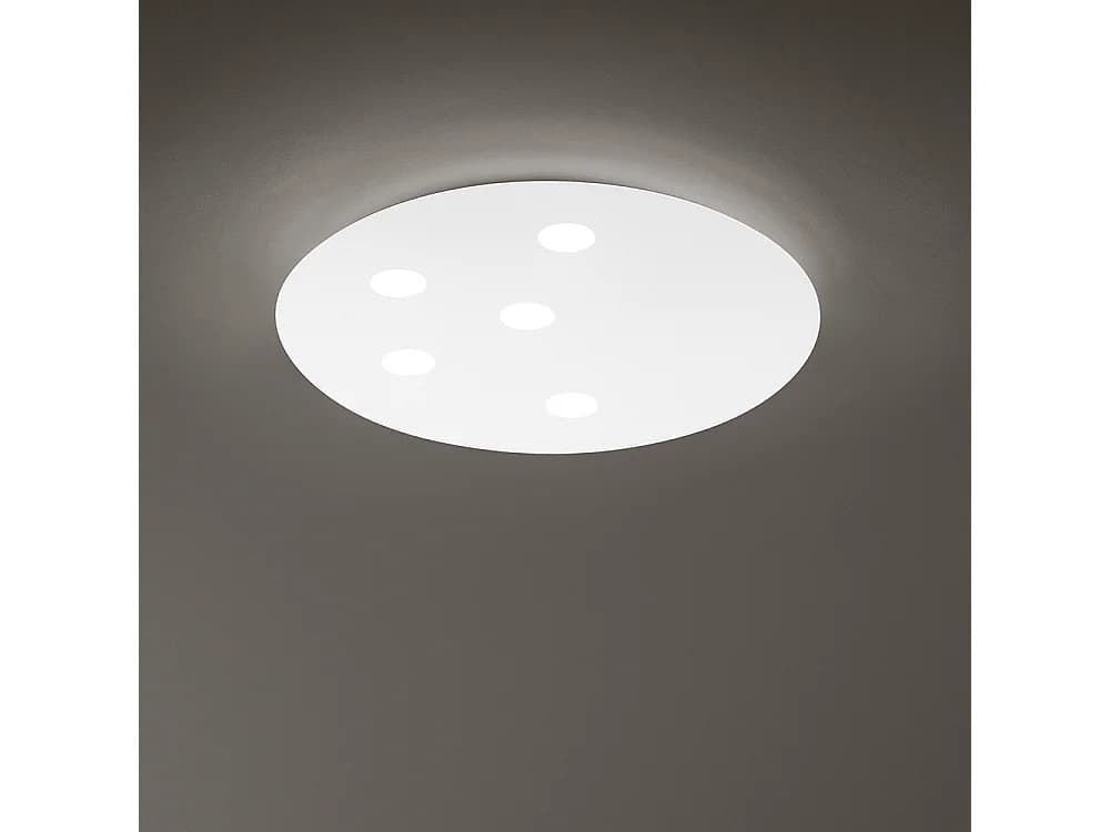 Plafonnier Led Moderne Métal Blanc Mat 77W 6160Lm, Lumière Chaude 3000K, Design Mince À Suspension Intérieur - Diamètre 70Cm - Marque Perenz
