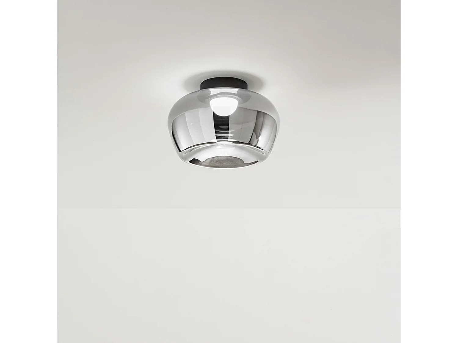 Plafonnier Led À Suspension En Verre Miroir Série 10S48532, 20W 3000K, Dimmerable, Structure En Métal Noir Mat, Diamètre 38 Cm - Perenz S.R.L.